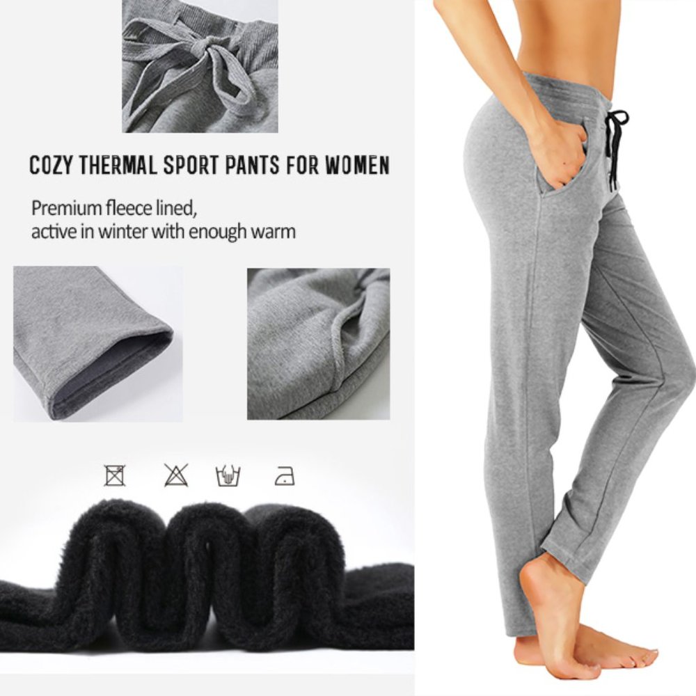 Warm Fleece Lined Open Bottom Cotton Sweatpants - Picture 3 of 5